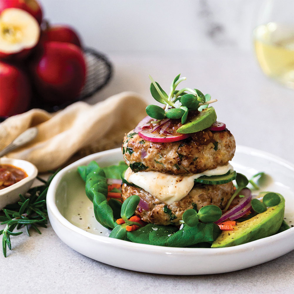 Rockit apples chicken and rosemary burgers