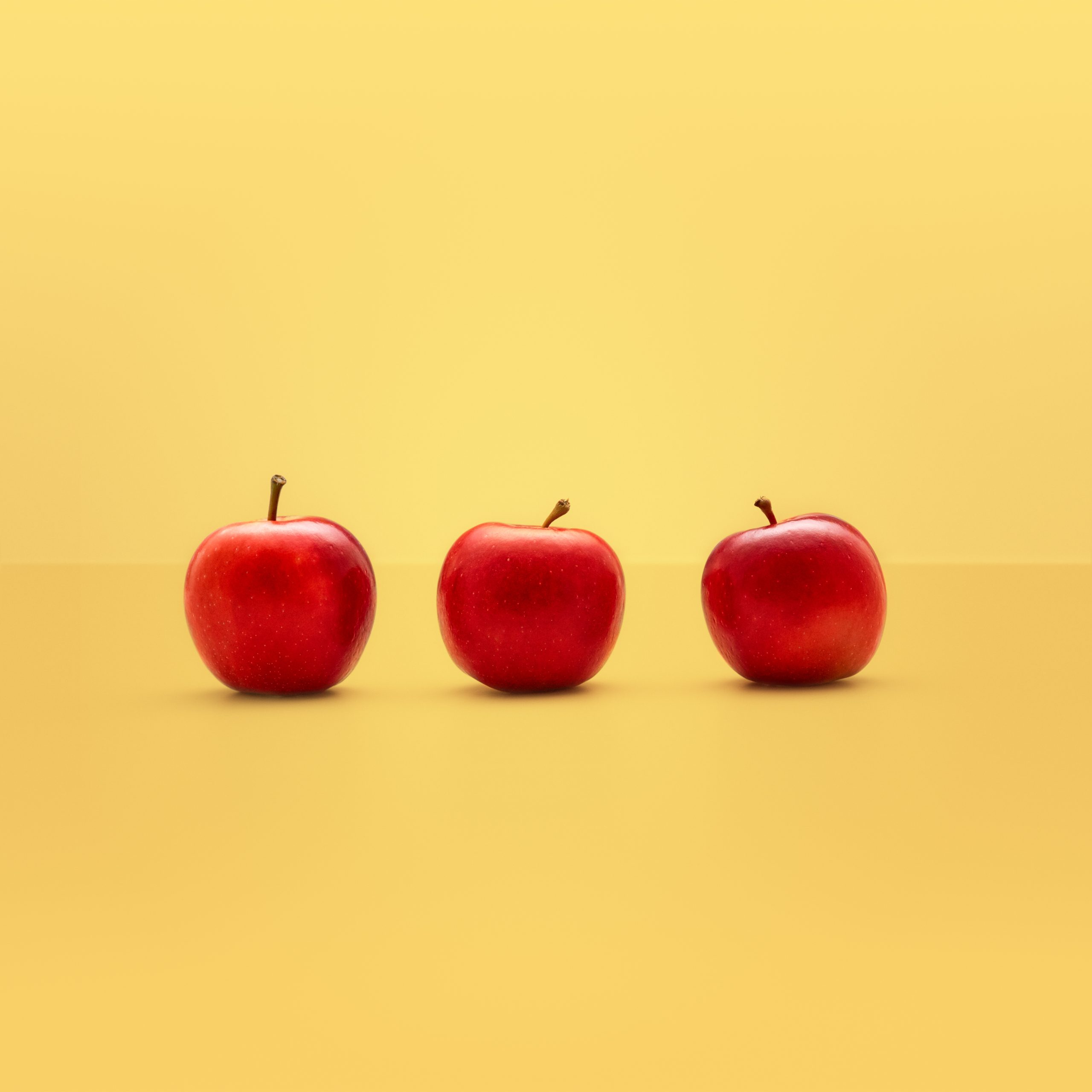 Three Rockit apples sitting in a row